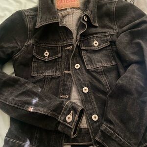 GUESS Black Button-Up Denim Jacket